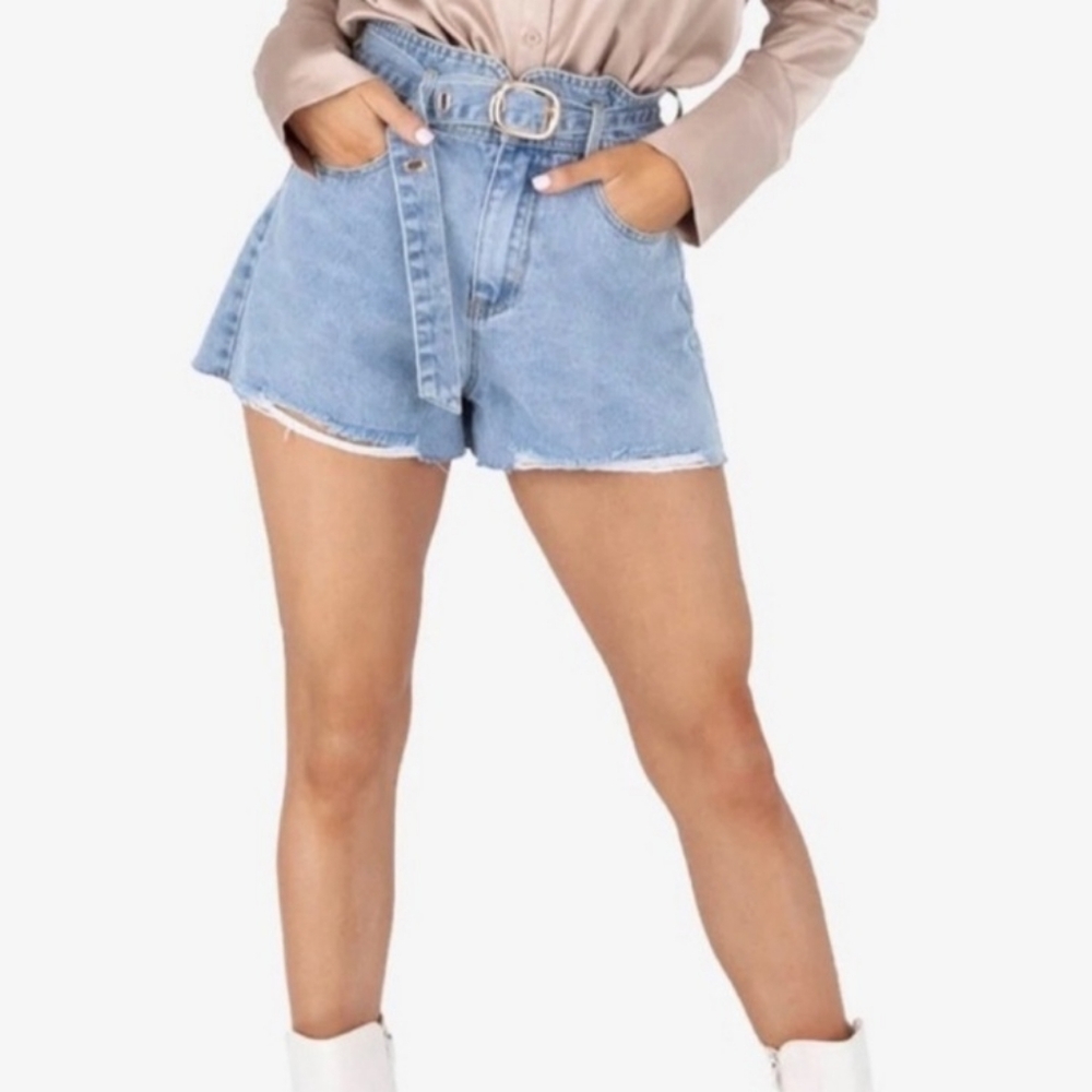 Kittenish Denim Belted Shorts